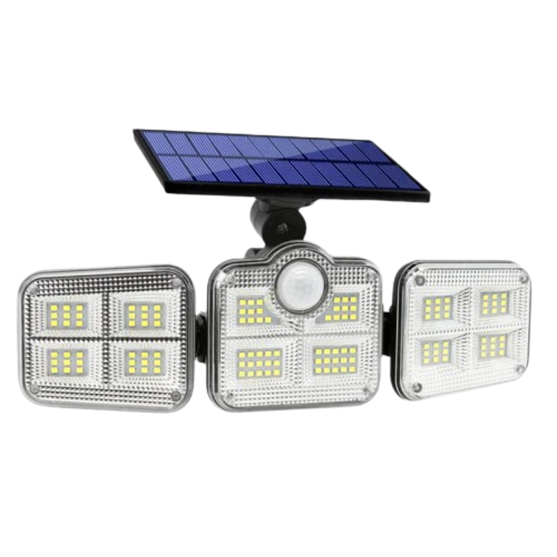 Refletor Led Solar Com 3 Cabeças